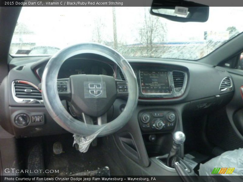 Vitamin C / Black/Ruby Red Accent Stitching 2015 Dodge Dart GT