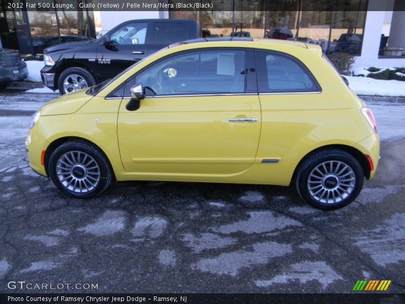 Giallo (Yellow) / Pelle Nera/Nera (Black/Black) 2012 Fiat 500 Lounge