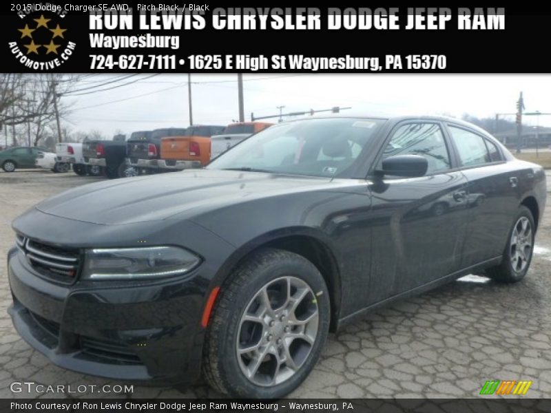 Pitch Black / Black 2015 Dodge Charger SE AWD