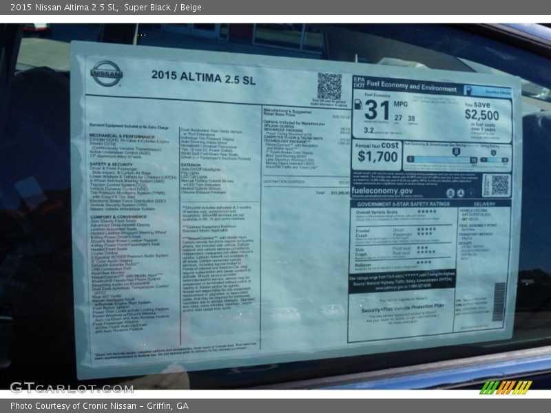 Super Black / Beige 2015 Nissan Altima 2.5 SL