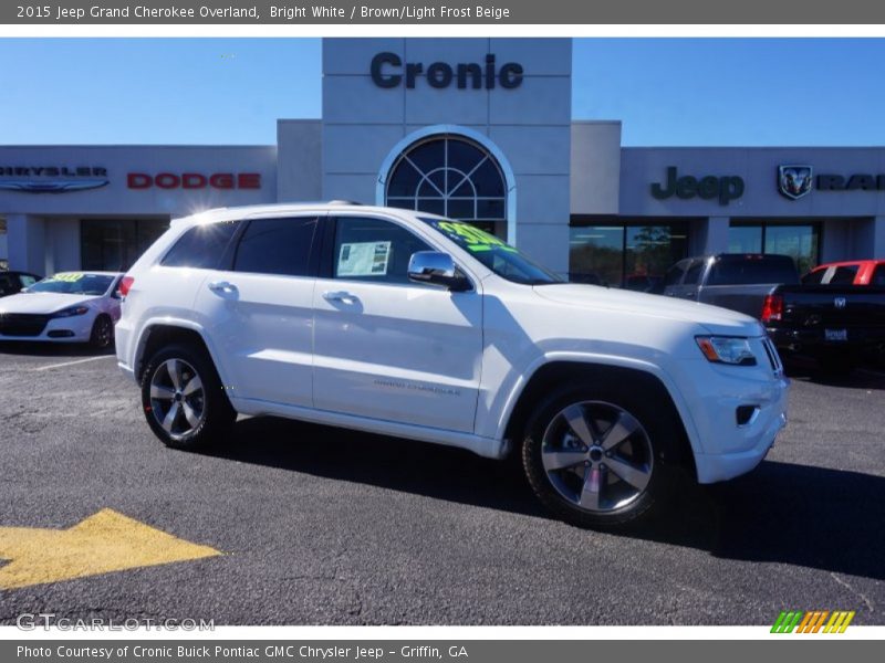 Bright White / Brown/Light Frost Beige 2015 Jeep Grand Cherokee Overland