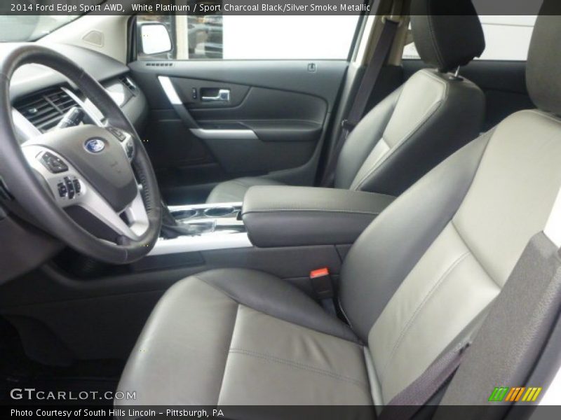 White Platinum / Sport Charcoal Black/Silver Smoke Metallic 2014 Ford Edge Sport AWD