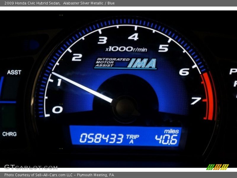 Alabaster Silver Metallic / Blue 2009 Honda Civic Hybrid Sedan