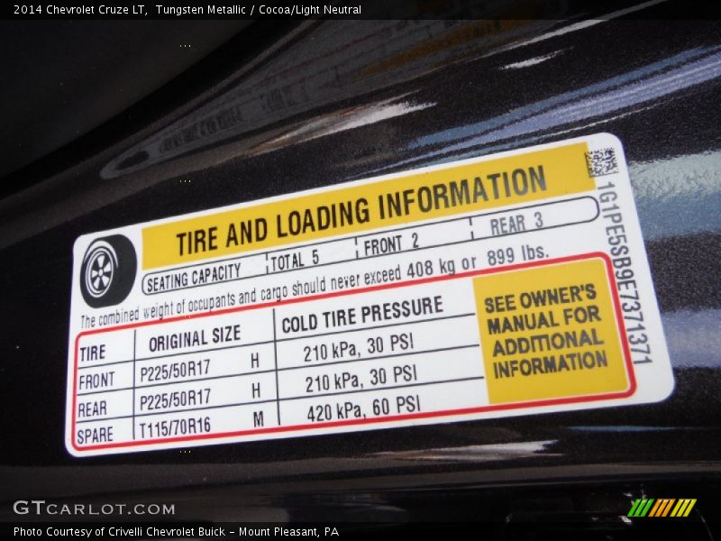 Tungsten Metallic / Cocoa/Light Neutral 2014 Chevrolet Cruze LT