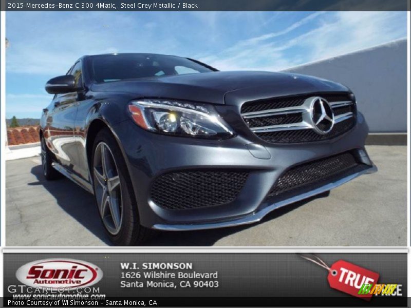 Steel Grey Metallic / Black 2015 Mercedes-Benz C 300 4Matic