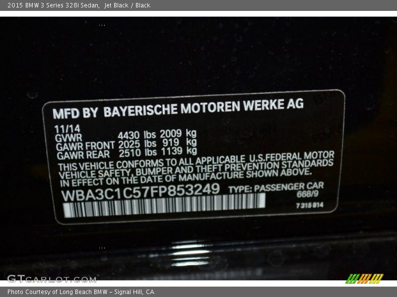 Jet Black / Black 2015 BMW 3 Series 328i Sedan