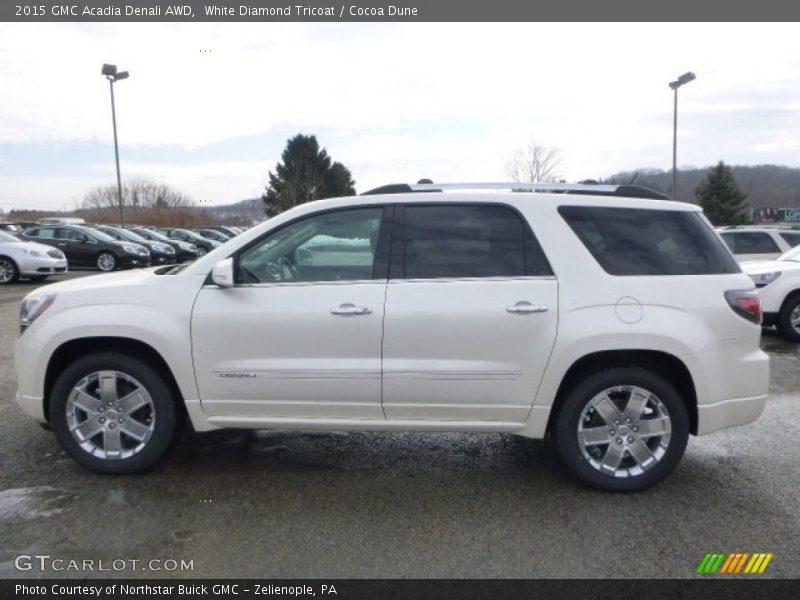 White Diamond Tricoat / Cocoa Dune 2015 GMC Acadia Denali AWD