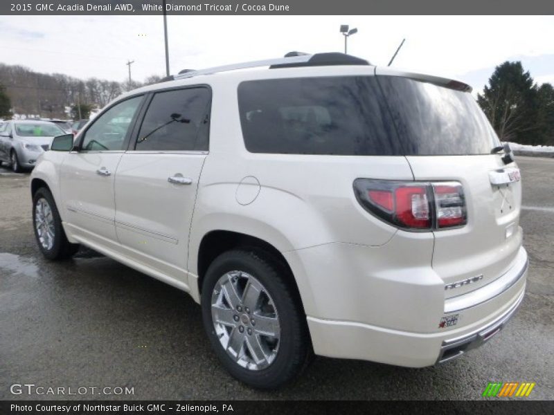 White Diamond Tricoat / Cocoa Dune 2015 GMC Acadia Denali AWD