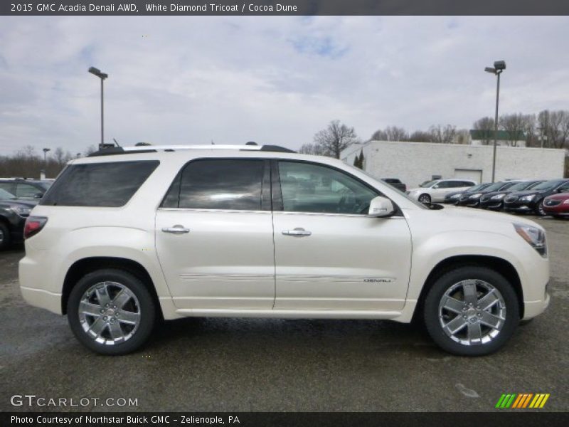 White Diamond Tricoat / Cocoa Dune 2015 GMC Acadia Denali AWD