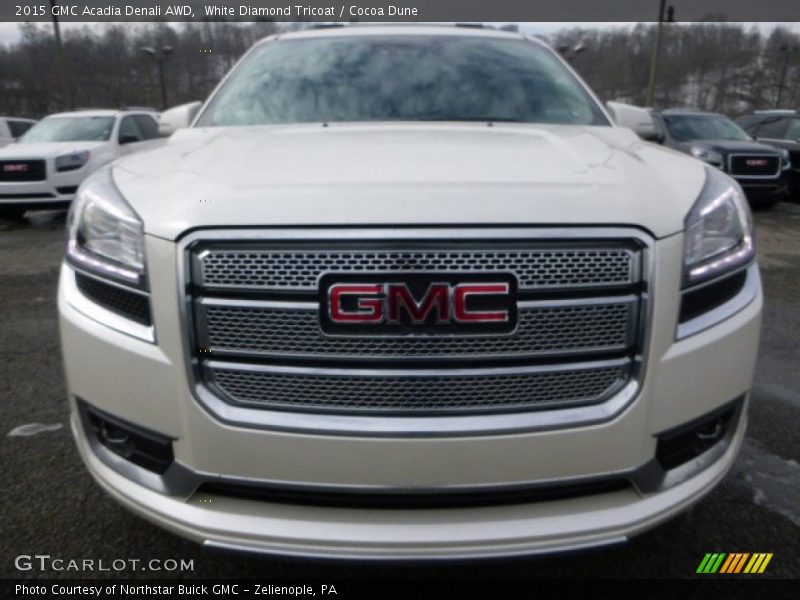 White Diamond Tricoat / Cocoa Dune 2015 GMC Acadia Denali AWD