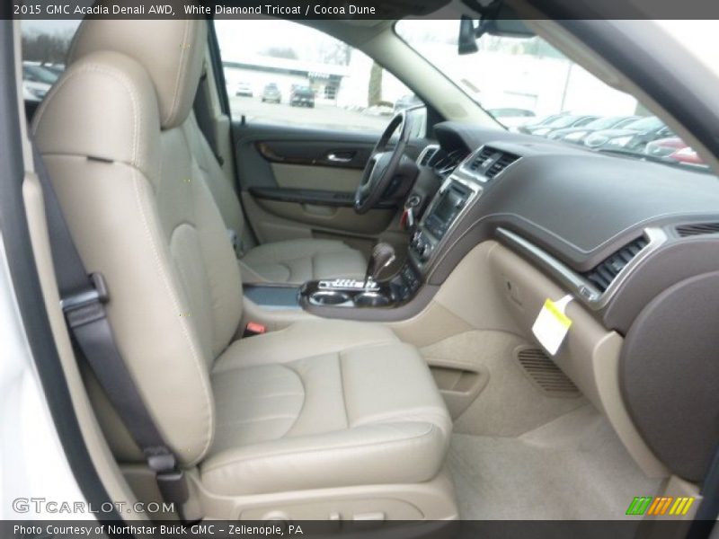 White Diamond Tricoat / Cocoa Dune 2015 GMC Acadia Denali AWD