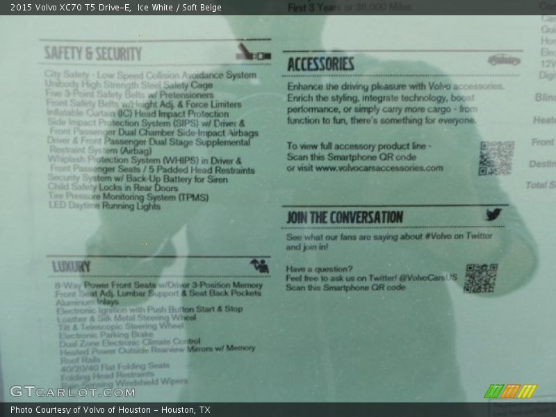  2015 XC70 T5 Drive-E Window Sticker