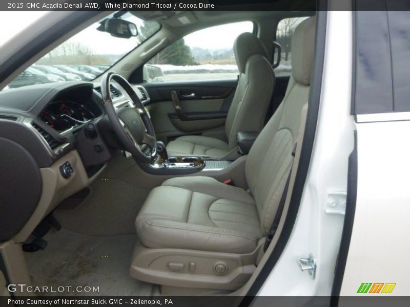 White Diamond Tricoat / Cocoa Dune 2015 GMC Acadia Denali AWD