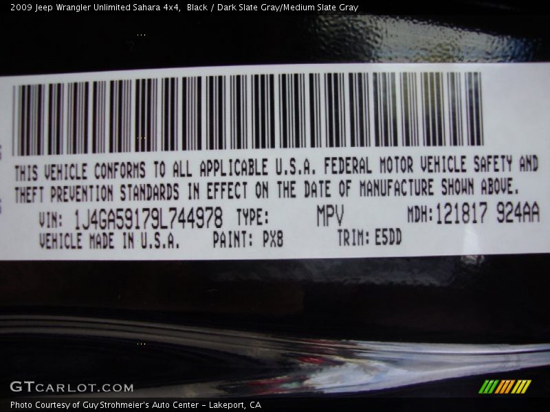 Black / Dark Slate Gray/Medium Slate Gray 2009 Jeep Wrangler Unlimited Sahara 4x4