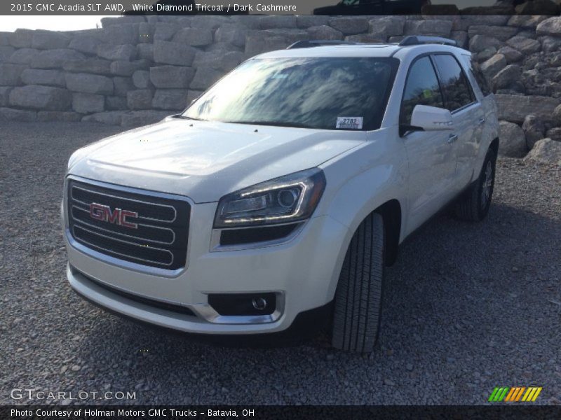 White Diamond Tricoat / Dark Cashmere 2015 GMC Acadia SLT AWD