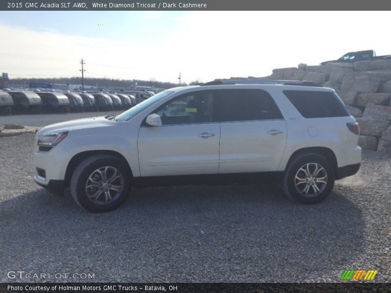 White Diamond Tricoat / Dark Cashmere 2015 GMC Acadia SLT AWD