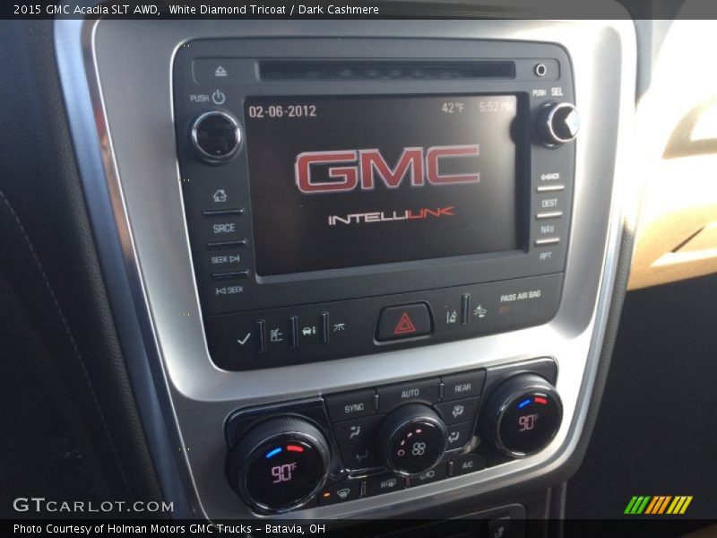 White Diamond Tricoat / Dark Cashmere 2015 GMC Acadia SLT AWD