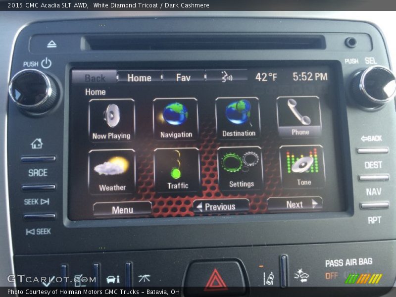 White Diamond Tricoat / Dark Cashmere 2015 GMC Acadia SLT AWD