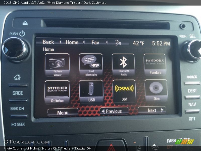 White Diamond Tricoat / Dark Cashmere 2015 GMC Acadia SLT AWD
