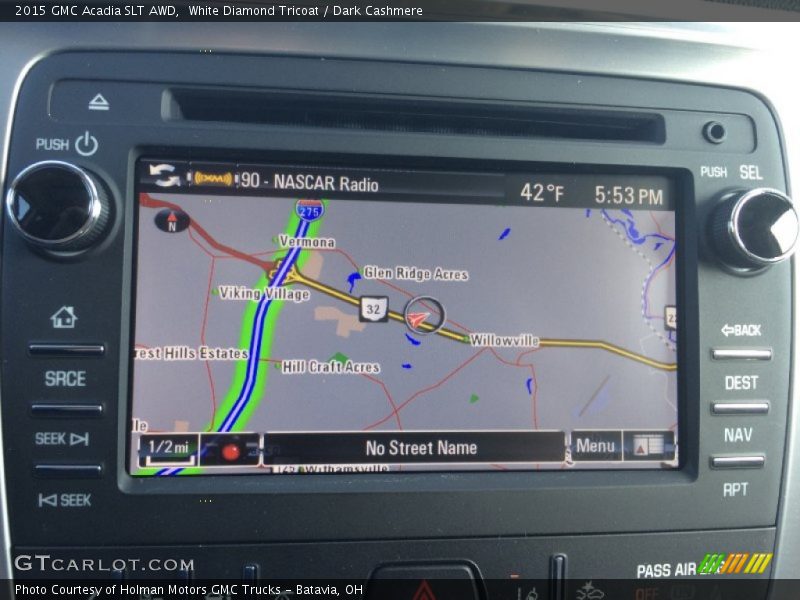 White Diamond Tricoat / Dark Cashmere 2015 GMC Acadia SLT AWD