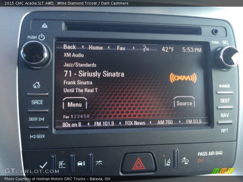 White Diamond Tricoat / Dark Cashmere 2015 GMC Acadia SLT AWD