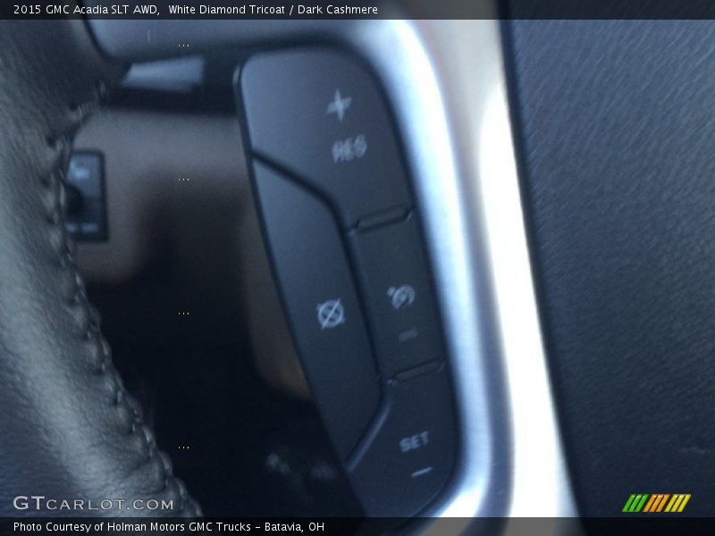 White Diamond Tricoat / Dark Cashmere 2015 GMC Acadia SLT AWD