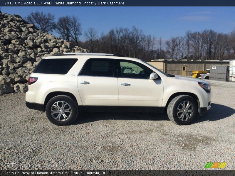 White Diamond Tricoat / Dark Cashmere 2015 GMC Acadia SLT AWD