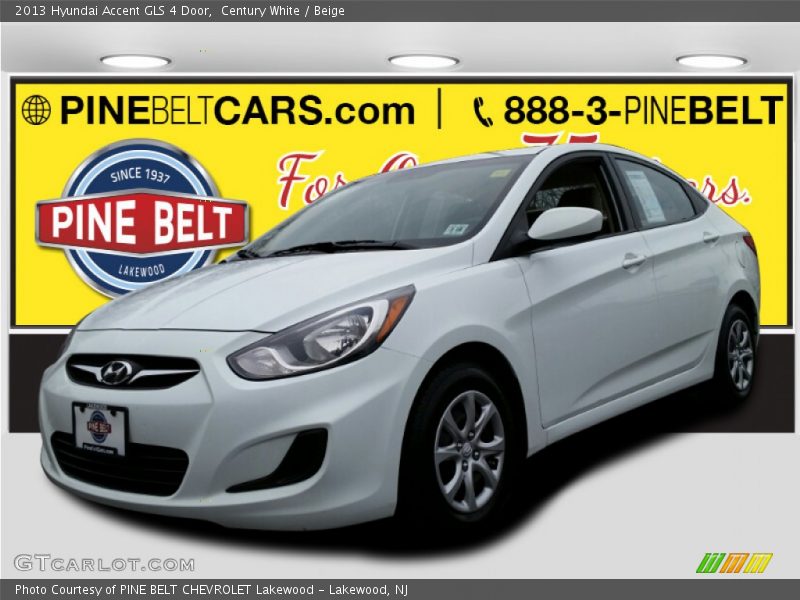 Century White / Beige 2013 Hyundai Accent GLS 4 Door