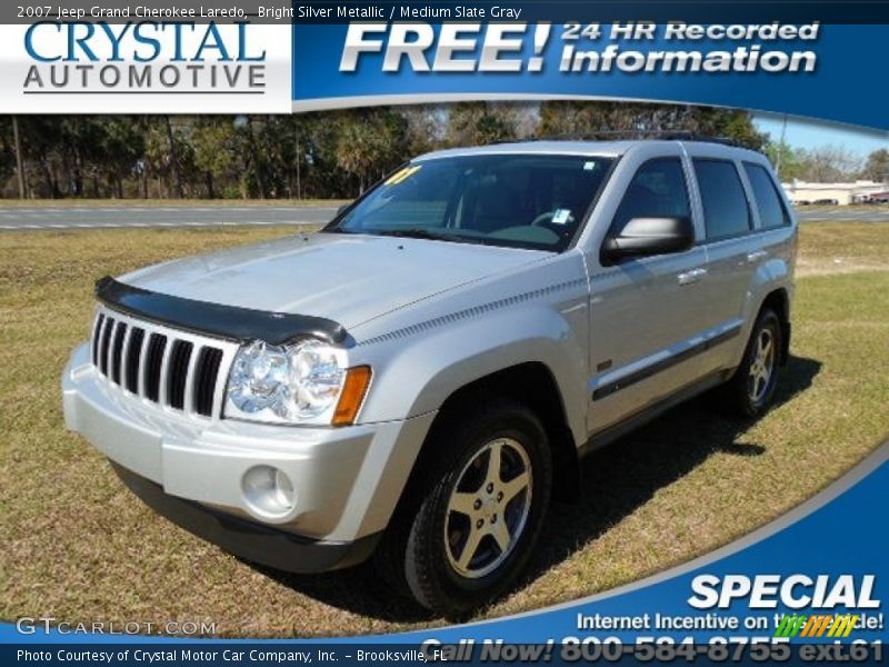 Bright Silver Metallic / Medium Slate Gray 2007 Jeep Grand Cherokee Laredo