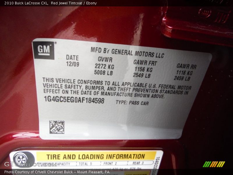 Red Jewel Tintcoat / Ebony 2010 Buick LaCrosse CXL