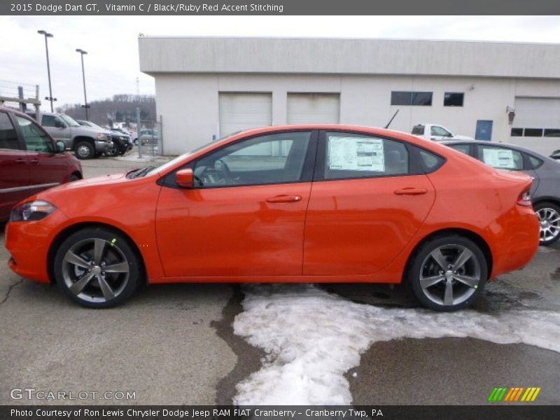 Vitamin C / Black/Ruby Red Accent Stitching 2015 Dodge Dart GT