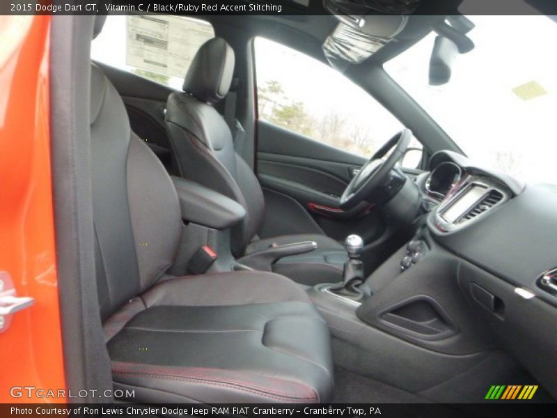Vitamin C / Black/Ruby Red Accent Stitching 2015 Dodge Dart GT
