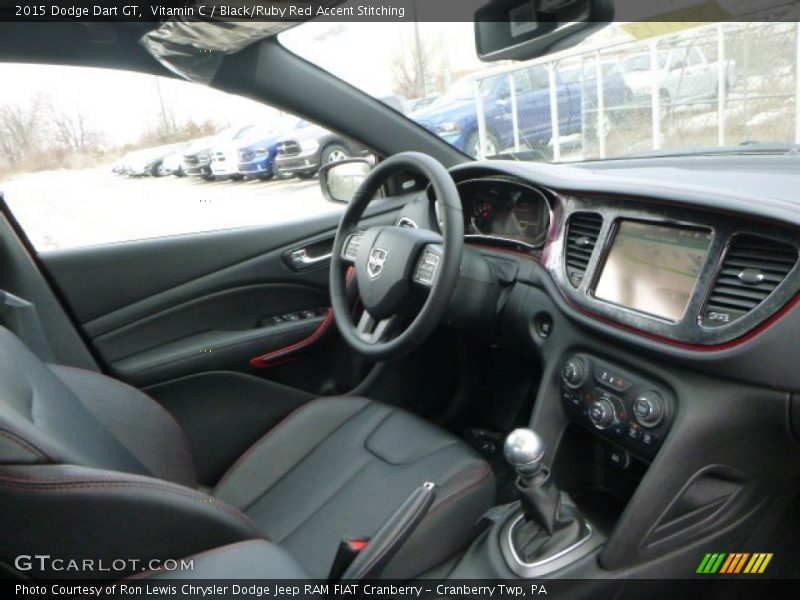 Vitamin C / Black/Ruby Red Accent Stitching 2015 Dodge Dart GT