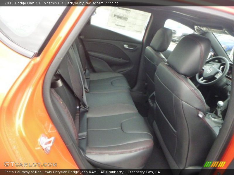 Vitamin C / Black/Ruby Red Accent Stitching 2015 Dodge Dart GT