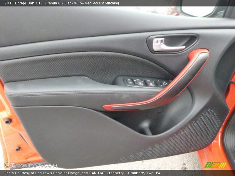 Vitamin C / Black/Ruby Red Accent Stitching 2015 Dodge Dart GT