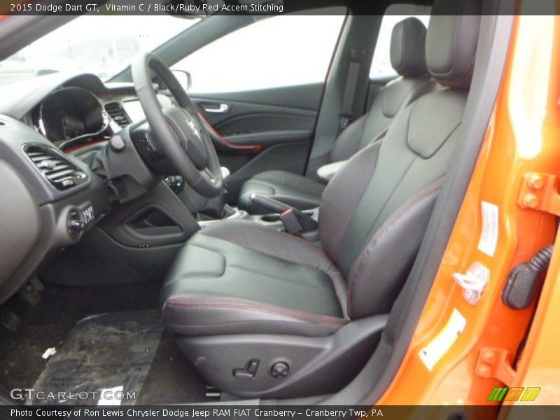 Vitamin C / Black/Ruby Red Accent Stitching 2015 Dodge Dart GT