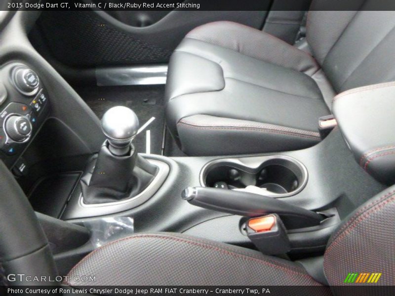 Vitamin C / Black/Ruby Red Accent Stitching 2015 Dodge Dart GT