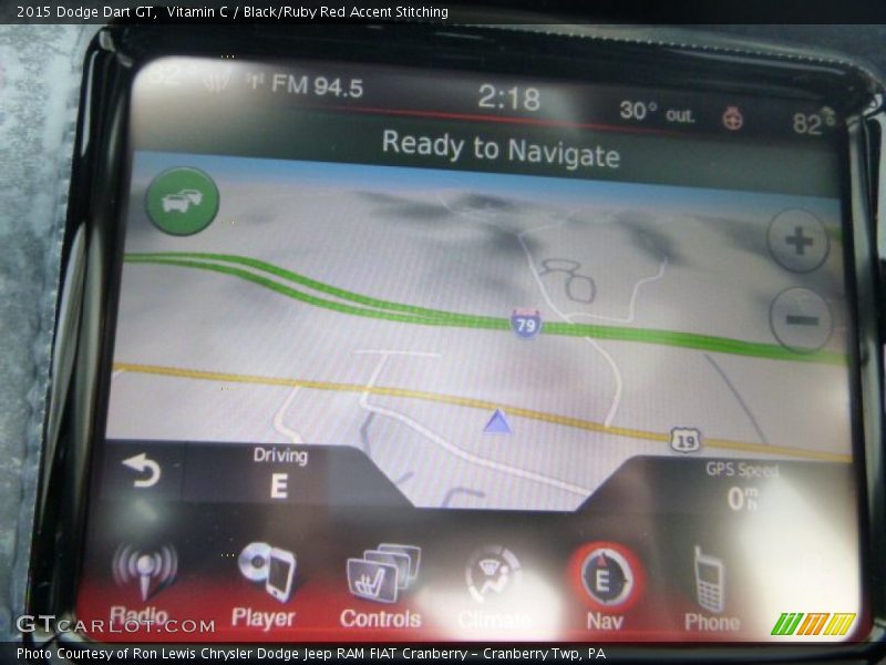 Vitamin C / Black/Ruby Red Accent Stitching 2015 Dodge Dart GT