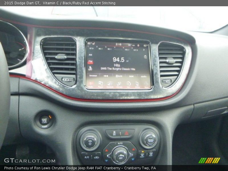 Vitamin C / Black/Ruby Red Accent Stitching 2015 Dodge Dart GT