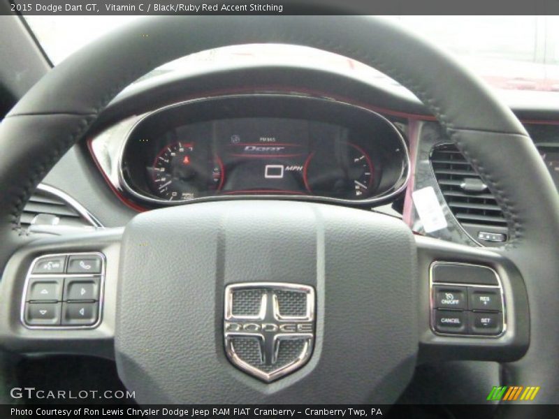 Vitamin C / Black/Ruby Red Accent Stitching 2015 Dodge Dart GT