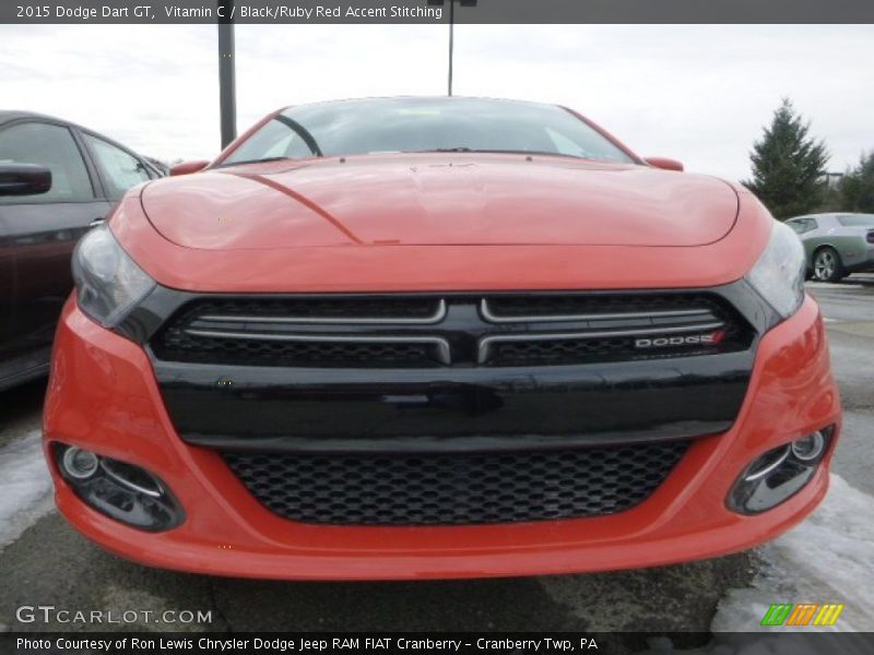 Vitamin C / Black/Ruby Red Accent Stitching 2015 Dodge Dart GT