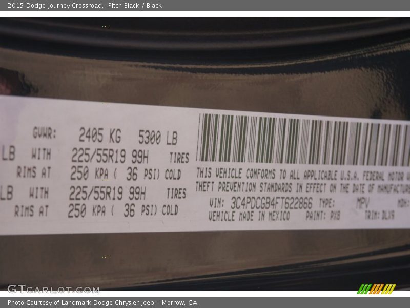 Pitch Black / Black 2015 Dodge Journey Crossroad