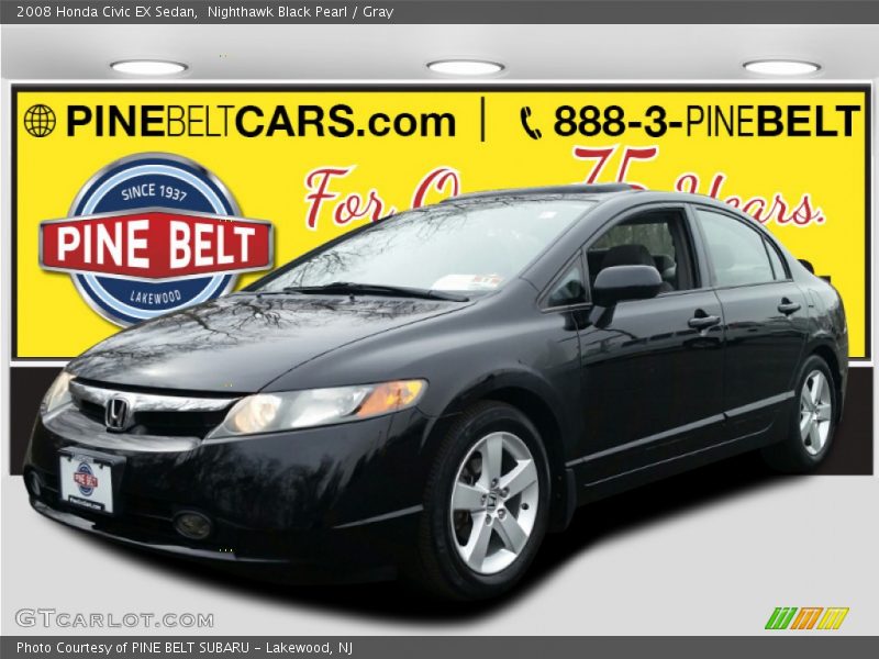 Nighthawk Black Pearl / Gray 2008 Honda Civic EX Sedan