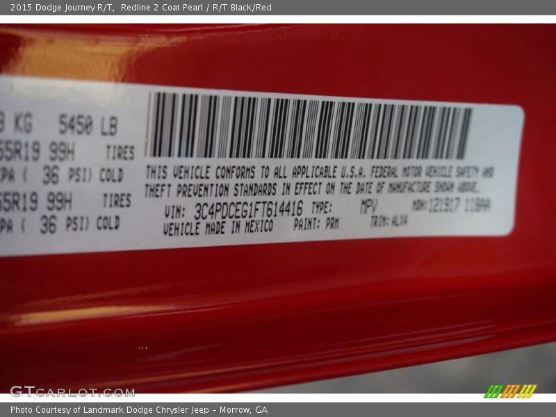 Redline 2 Coat Pearl / R/T Black/Red 2015 Dodge Journey R/T