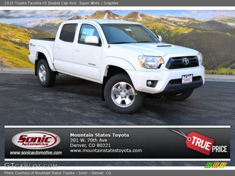 Super White / Graphite 2015 Toyota Tacoma V6 Double Cab 4x4
