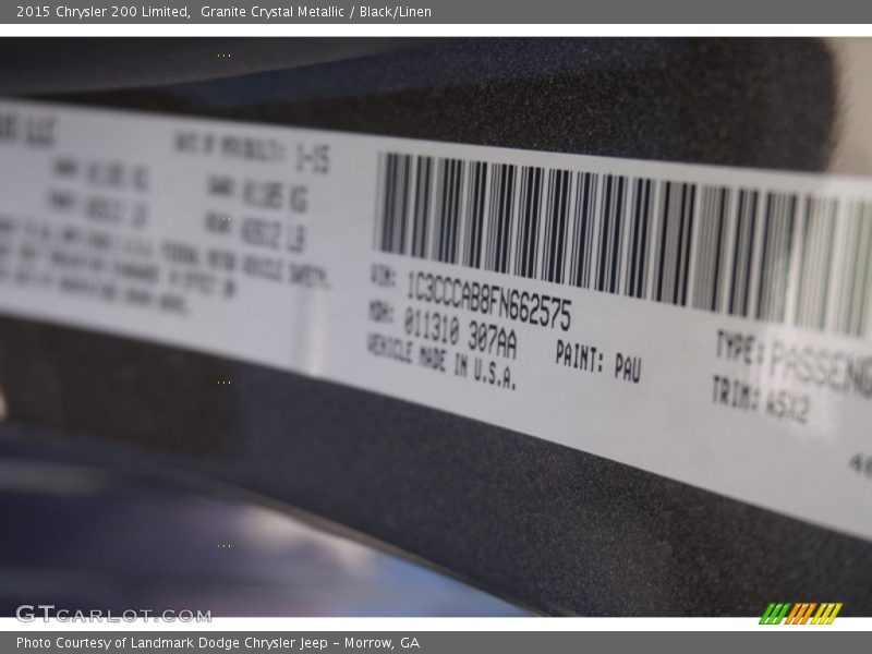 Granite Crystal Metallic / Black/Linen 2015 Chrysler 200 Limited