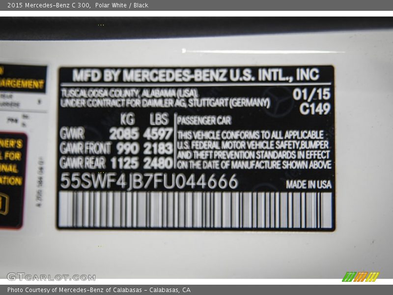 2015 C 300 Polar White Color Code 149