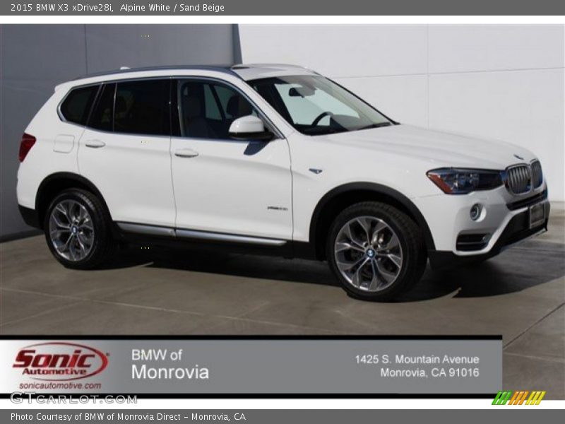 Alpine White / Sand Beige 2015 BMW X3 xDrive28i