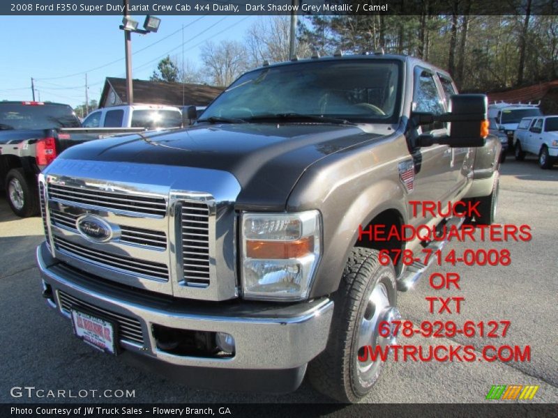 Dark Shadow Grey Metallic / Camel 2008 Ford F350 Super Duty Lariat Crew Cab 4x4 Dually