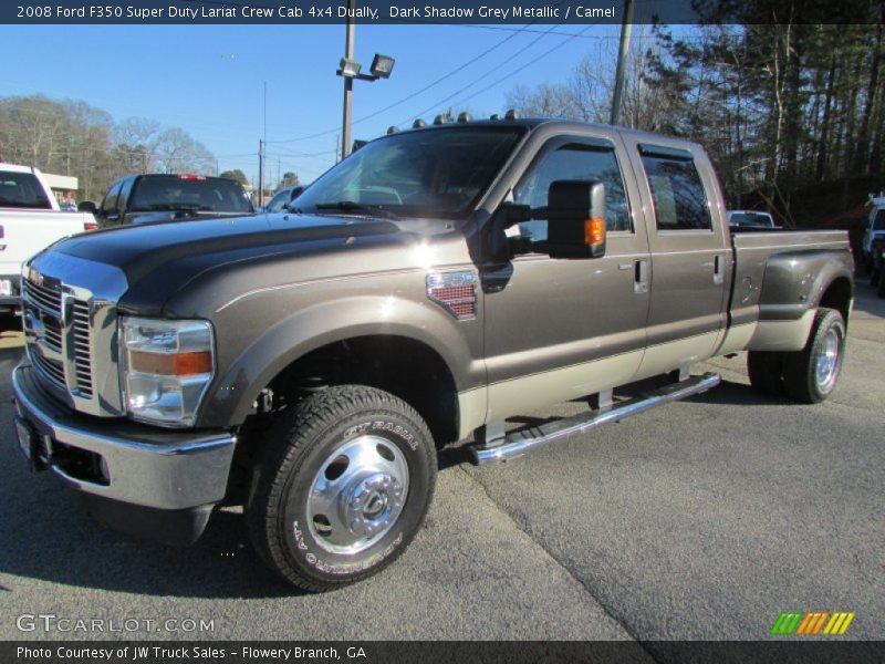 Dark Shadow Grey Metallic / Camel 2008 Ford F350 Super Duty Lariat Crew Cab 4x4 Dually